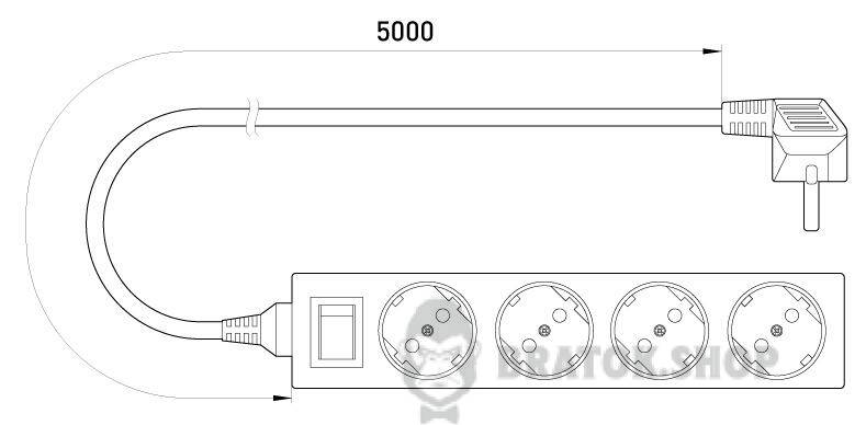Удлинитель e.es.4.5.zsb 4 гнезда, 5м, с ж/к, с выключателем, baby protect s042014 в Киеве