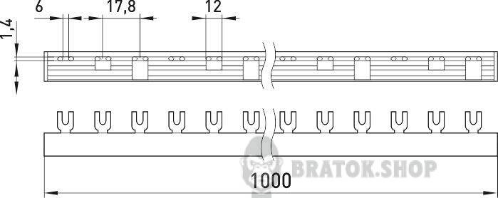 Шина з'єднувальна e.bc.u.stand.3.63 вилочного U-типу 3р, 63А s180003 у Сумах