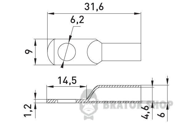 Медный луженый кабельный наконечник e.end.stand.jg.6, D6.2 s077001 в Киеве