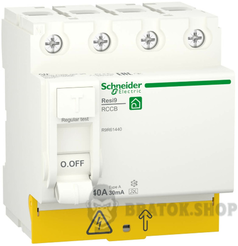 Автомат ПЗВ 4P 40А 30mА A Schneider Electric Resi9 (R9R61440) у Сумах