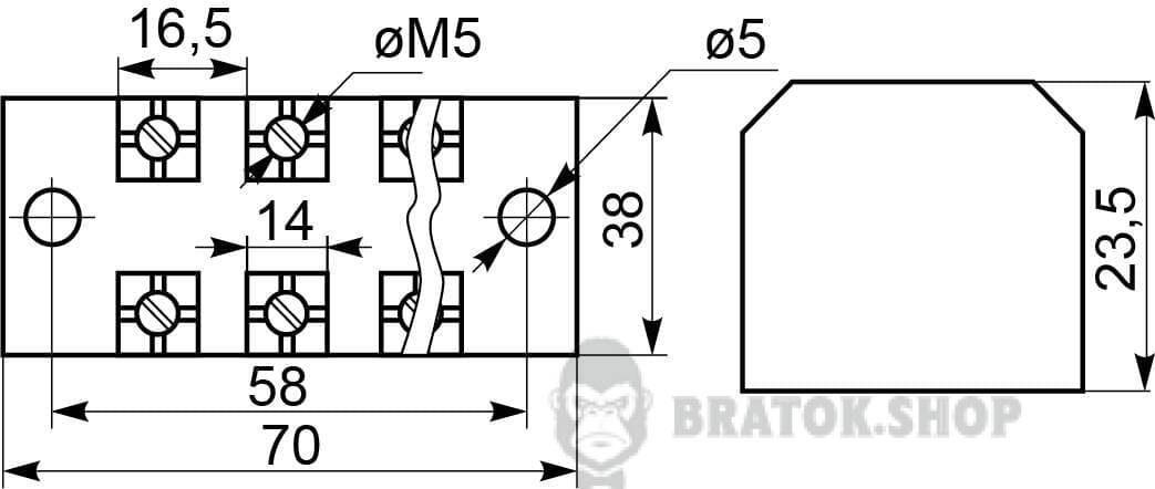 Клемна колодка прохідна 45A/3 АСКО-Укрем TB4503 A0130050017
