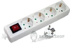 Подовжувач e.es.4.3.z.s.b 4 гнізда, 3м, з з/к, з вимикачем, baby protect