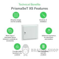 Розподільчий щит врізний, 1 ряд, 13 модулів, білі двері, PrismaSeT XS