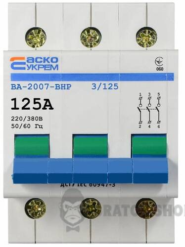 Рубильник выключатель нагрузки I-О 3p 125A АСКО-УКРЕМ ВА-2007 ВРН A0010070012 в Сумах