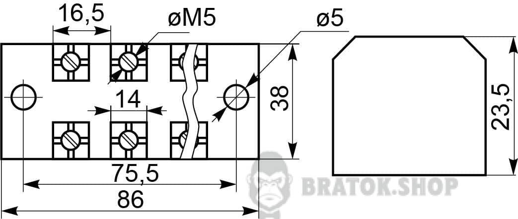 Клемна колодка прохідна 45A/4 АСКО-Укрем TB4504 A0130050018