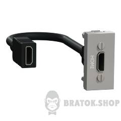 Розетка HDMI, 1 модуль алюміній