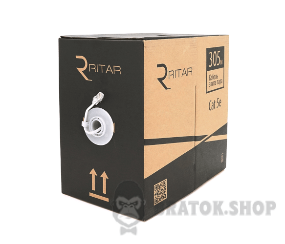 Кабель КПВ UTP 2*2*0.5 cat 5E Ritar, (CCA), для внутр. робіт, Grey, Corton BOX (300x580x230), Q2 KVPRTCCA205305Gr у Києві