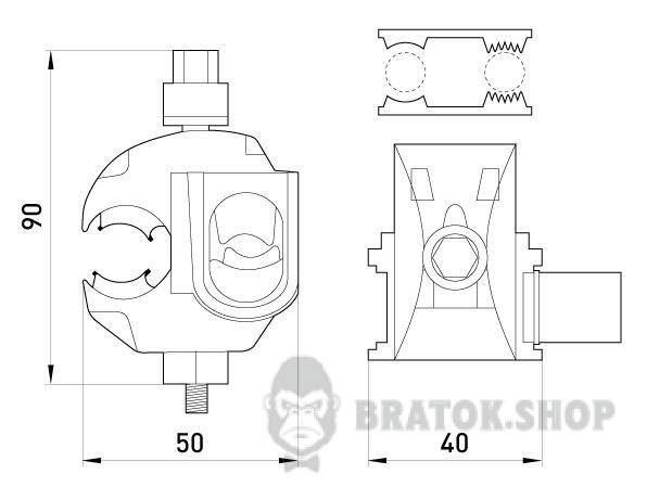 Ответвительный прокалывающий зажим e.pricking.clamp.pro.4.35.16.70, (AsXS)4-35 кв.мм/(AL)16-70кв.мм p028008 в Киеве