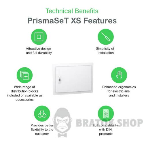Распределительный щит врезной, 1 ряд, 18 модулей, белая дверь, PrismaSeT XS LVSXN118 в Сумах