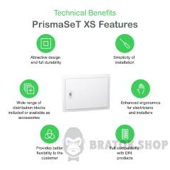 Розподільчий щит врізний, 1 ряд, 18 модулів, білі двері, PrismaSeT XS