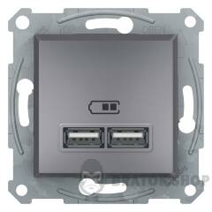 USB РОЗЕТКА 2,1A СТАЛЬ ASFORA
