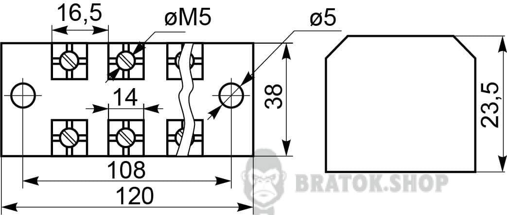 Клемна колодка прохідна 45A/6 АСКО-Укрем TB4506 A0130050019