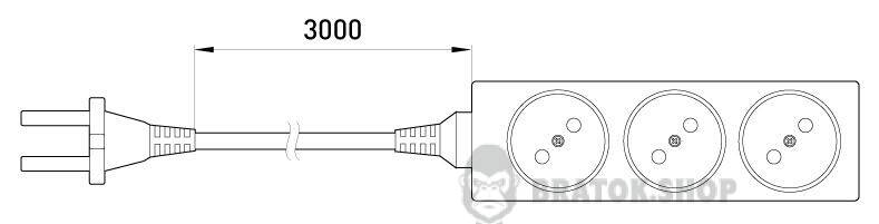 Удлинитель e.es.3.3.b 3 гнезда, 3м, без ж/к, baby protect s042058 в Киеве