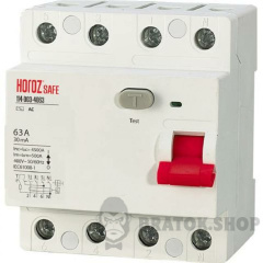 Автомат УЗО 4P 63А 30mA AC Horoz Electric SAFE (114-003-4063-010)