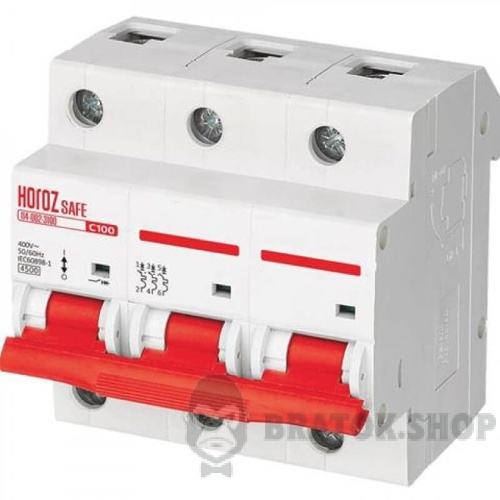 Автоматический выключатель 3P 100А С 4.5кА Horoz Electric Safe (114-002-3100-010)