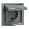 Розетка одинарна із заземленням IP44 Schneider Electric Asfora сталь EPH3100362