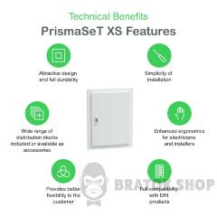 Розподільчий щит врізний, 2 ряди, 13 модулів, білі двері, PrismaSeT XS