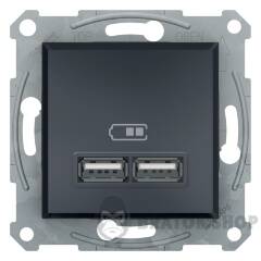 USB РОЗЕТКА 2,1A АНТРАЦИТ ASFORA