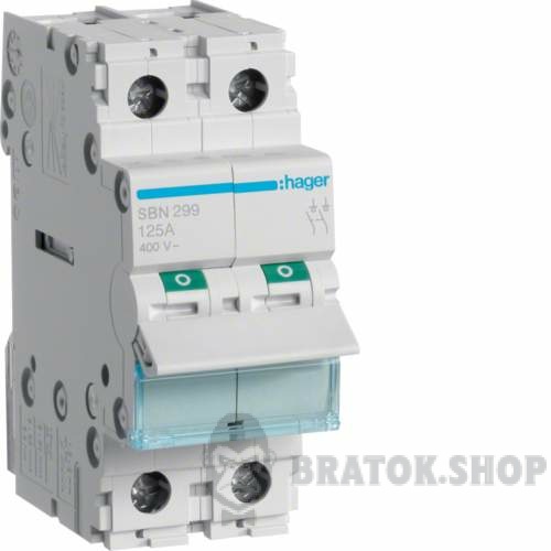 Рубильник 2p 125A I-О ручной выключатель нагрузки HAGER SBN299
