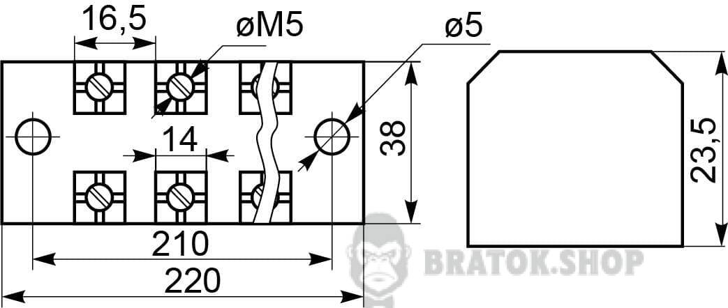 Клемна колодка прохідна 45A/12 АСКО-Укрем TB4512 A0130050021