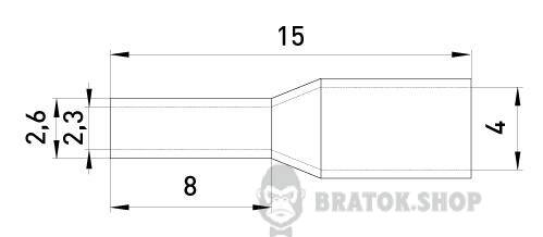 Ізольований наконечник втулковий e.terminal.stand.e2508.grey 2,5 кв.мм, сірий, 100шт
