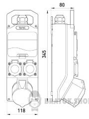 Монтажный набор – окно 5мод. 16А 3Р+N+Z 400V 2x16A 2P+Z 250V