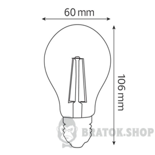 Лампа светодиодная филаментная LED E27 A60 8W 2700K Horoz Electric FILAMENT GLOBE (001-015-0008-010) в Сумах