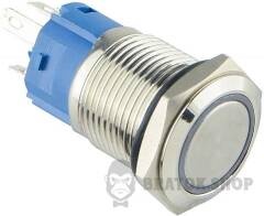 TYJ 16-261 Кнопка металева пласка з підсвічуванням, 1NO+1NC, червона 220V.