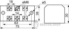 Клемна колодка прохідна 60A/3 АСКО-Укрем TB6003 A0130050022