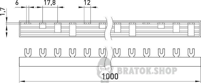 Шина з'єднувальна e.bc.u.stand.4.100 вилочного U-типу 4р, 100А s180008 у Сумах
