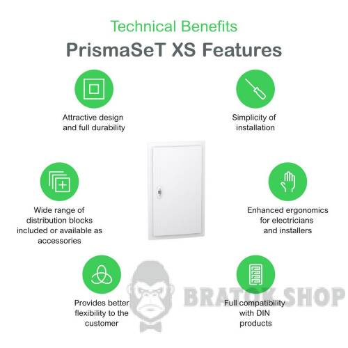 Распределительный щит врезной, 3 ряда, 13 модулей, белая дверь, PrismaSeT XS LVSXN313 в Сумах