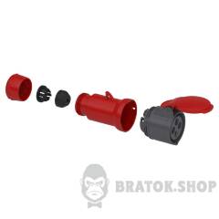 Кабельная розетка PratiKa, прямая, 16 A, 3P+E, 380-415 B AC, IP44