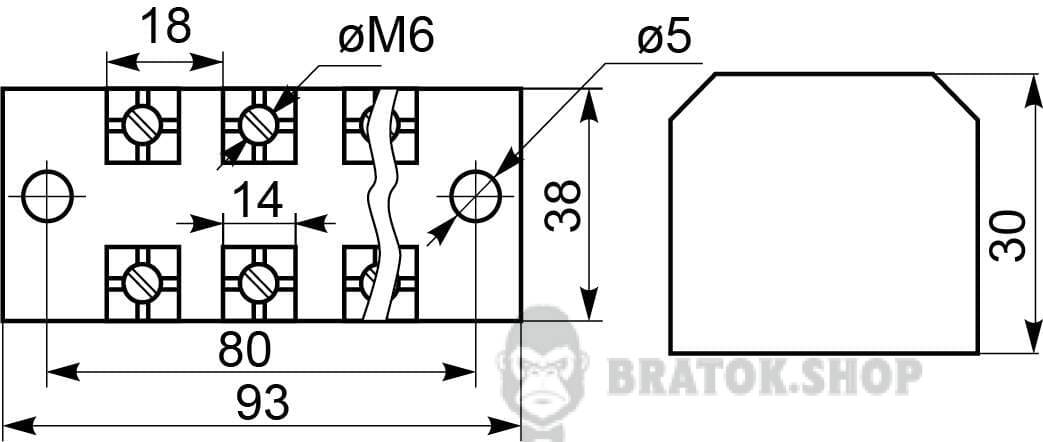 Клемна колодка прохідна 60A/4 АСКО-Укрем TB6004 A0130050023