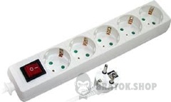 Подовжувач e.es.5.5.z.s.b 5 гнізд, 5м, з з/к, з вимикачем, baby protect