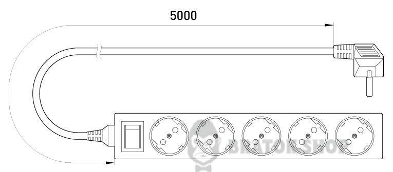 Подовжувач e.es.5.5.z.s.b 5 гнізд, 5м, з з/к, з вимикачем, baby protect s042020 у Києві