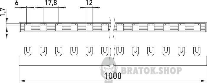 Шина з'єднувальна e.bc.u.stand.1.100 вилочного U-типу 1р, 100А s180005 у Сумах