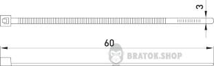 Кабельна стяжка e.ct.stand.60.3.white (100шт), біла