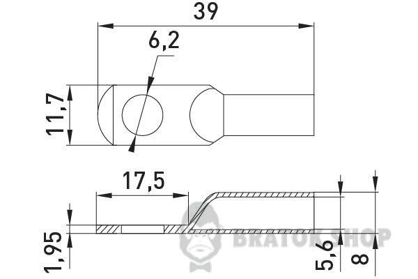 Мідний луджений кабельний наконечник e.end.stand.jg.10, D6.2 s077002 у Києві