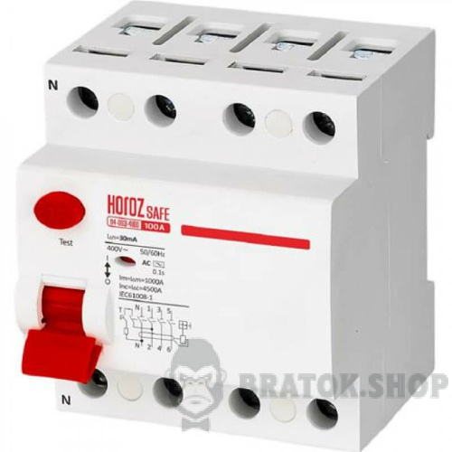 Автомат ПЗВ 4P 100А 30mA AC Horoz Electric SAFE (114-003-4100-010)