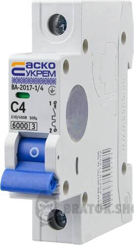 Автоматический выключатель 1p 4A C 6kA АСКО-УКРЕМ ВА-2017 A0010170031