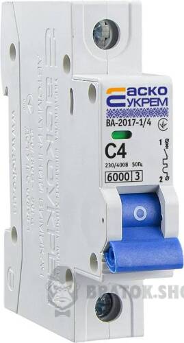 Автоматический выключатель 1p 4A C 6kA АСКО-УКРЕМ ВА-2017 A0010170031