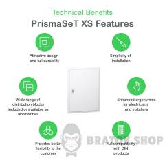 Розподільчий щит врізний, 3 ряди, 18 модулів, білі двері, PrismaSeT XS