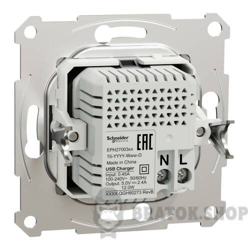 USB розетка тип А+С 2,4 А або 2 х 1,2 А алюміній Asfora EPH2700361 у Києві