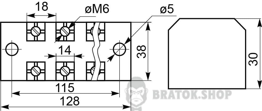 Клемна колодка прохідна 60A/6 АСКО-Укрем TB6006 A0130050024