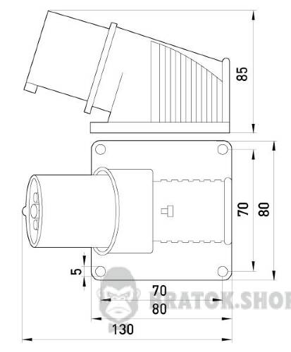 Силова вилка стаціонарна 3P+N+PE, 400В, 16А, IP44 3622-220 у Києві