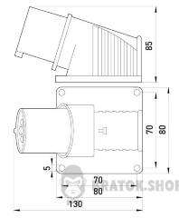 Силова вилка стаціонарна 3P+N+PE, 400В, 16А, IP44
