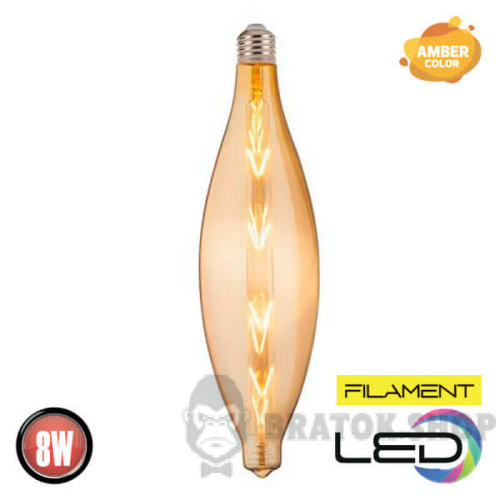 Лампа светодиодная филаментная LED E27 8W 2200K Horoz Electric ELLIPTIC (001-054-0008-010) в Сумах