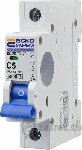 Автоматический выключатель 1p 5A C 6kA АСКО-УКРЕМ ВА-2017 A0010170032