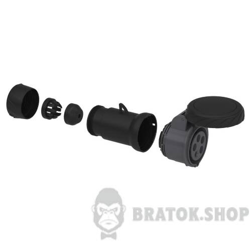 Кабельна розетка PratiKa, пряма, 16 A, 2P + E, 200-250 B AC, IP67 PKF16M723 у Києві