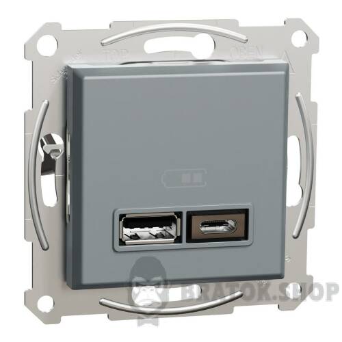 USB розетка тип А+С 2,4 А або 2 х 1,2 А сталь Asfora EPH2700362 у Києві